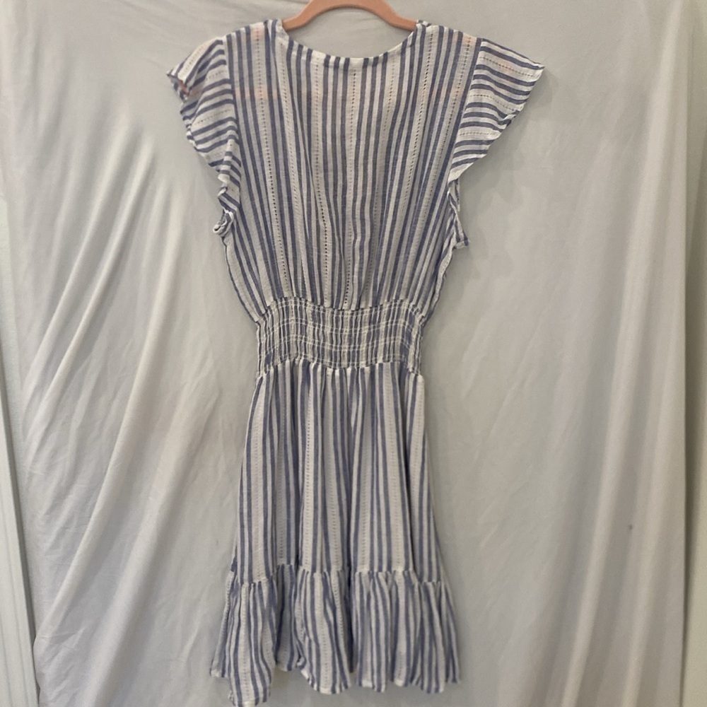 Rails Tara Flutter Sleeve Mini Dress sz Xs blue and white dress - Picture 8 of 8